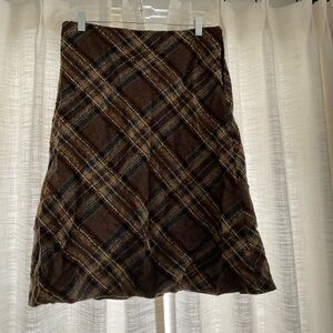 Shin Choi Brown Plaid A-Line Skirt